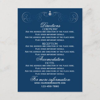 Recepción Tarjeta de información de boda azul gabinete Boda