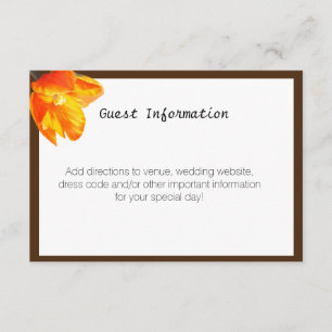 Recepción Tarjeta de información de Boda bilingüe de tulipan