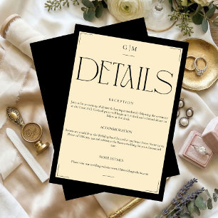 Recepción Tarjeta de información de boda con monograma de cr