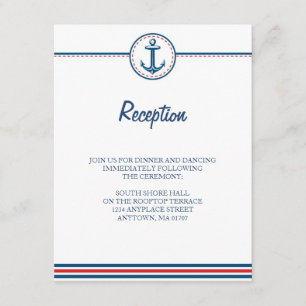 Recepción Tarjeta de información de boda con tema náutico az
