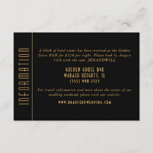 Recepción Tarjeta de información de Boda de fanáticos Gold A