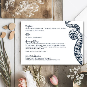 Recepción Tarjeta de información de Boda de pulpo náutico de
