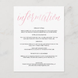 Recepción Tarjeta de información de Boda de script de color 
