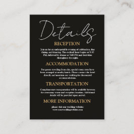 Recepción Tarjeta de Información de Boda Elegante