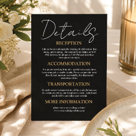 Recepción Tarjeta de Información de Boda Elegante