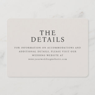 Recepción Tarjeta de información de boda elegante beige con
