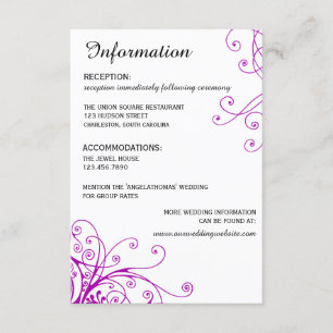 Recepción Tarjeta de información de boda Elegantes remolinos