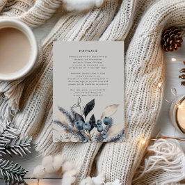 Recepción Tarjeta de información de Boda floral de invierno 