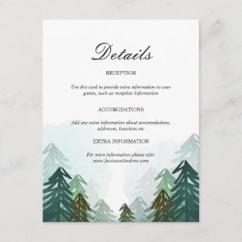 Recepción Tarjeta de información de Boda forestal Pinos Árbo