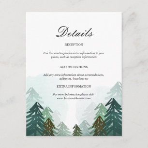 Recepción Tarjeta de información de Boda forestal Pinos Árbo