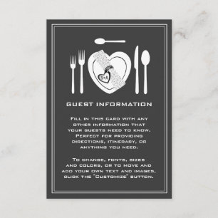 Recepción Tarjeta de información de Boda para tomar una bebi