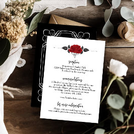 Recepción Tarjeta de información de Boda Romantic Red Rose