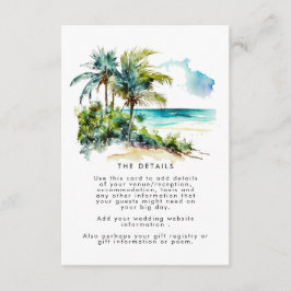 Recepción tarjeta de información de bodas de la playa de pal