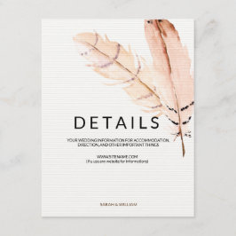 Recepción Tarjeta de información de color de agua de plumas