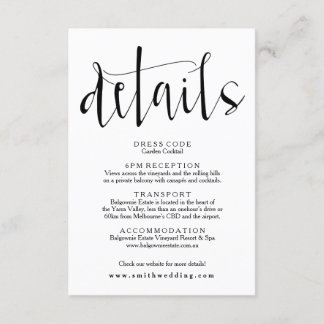 Recepción Tarjeta de Información de Detalles de Boda Rústica