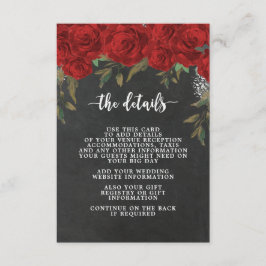 Recepción tarjeta de información de detalles del boda rojo r