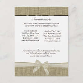 Recepción Tarjeta de información de dirección Rústica Burlap