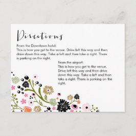 Recepción Tarjeta de información de direcciones florales de