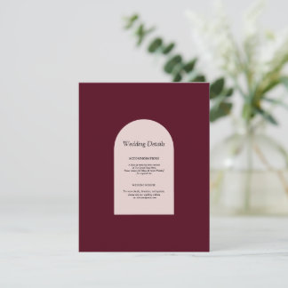 Recepción Tarjeta de Información de Enclusura de Boda con Ar