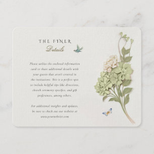 Recepción Tarjeta de información de Hydrangea Boda Vintage