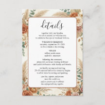 Tarjeta de Información de Inclusión para Boda Flor