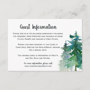 Recepción Tarjeta de información de invitado de Boda de mont