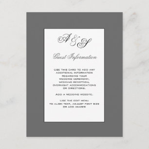 Recepción Tarjeta de información de invitado del Boda de mon
