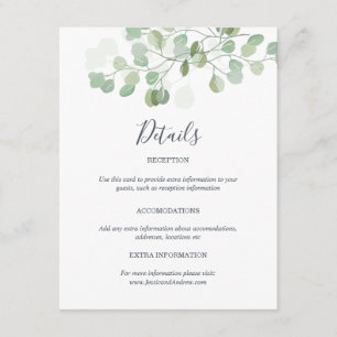 Recepción Tarjeta de información de invitado Eucalyptus Boda