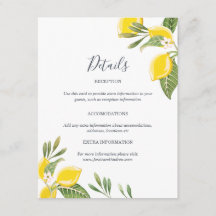 Tarjeta de información de invitado Lemon Boda Inse