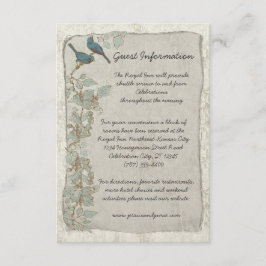 Recepción Tarjeta de información de matrimonio de aves Verde