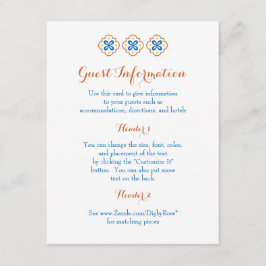 Recepción Tarjeta de información de mosaico en español de Ta