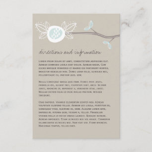Recepción Tarjeta de información de ramas de árbol de Bodas