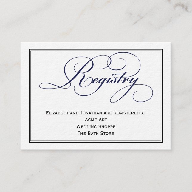 Recepción Tarjeta de información de registro de Boda de guio (Anverso)