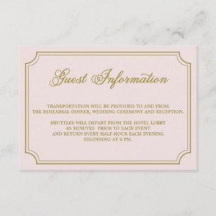Recepción Tarjeta de información de Rubor y Gold Whimsical S