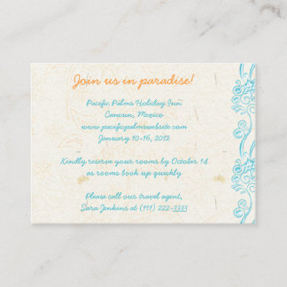 Recepción Tarjeta de información de viaje de Boda Starfish