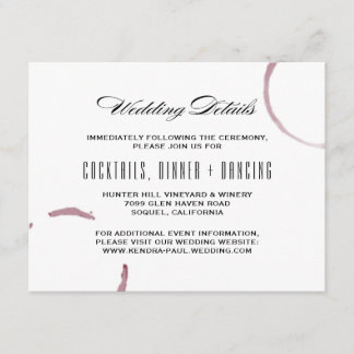 Recepción Tarjeta de información de viñedos Wine Stains