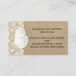 Recepción Tarjeta de información del Boda de Beach Rustic Bu