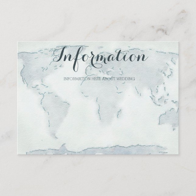 Recepción Tarjeta de información del boda de mapa de acuarel (Anverso)