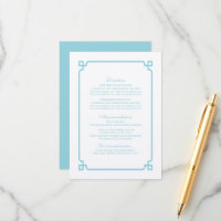 Tarjeta de información del Boda de Moda Deco Aqua