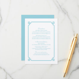 Recepción Tarjeta de información del Boda de Moda Deco Aqua 