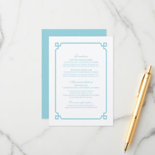 Recepción Tarjeta de información del Boda de Moda Deco Aqua
