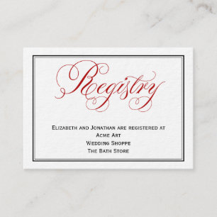 Recepción Tarjeta de información del Registro del Boda de gu