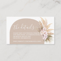 Tarjeta de información del sitio web Boho Pampas G