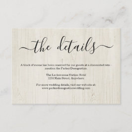 Recepción Tarjeta de información / detalles - Madera Rusa