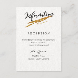 Recepción Tarjeta de información Glam Purpurina Black and Wh