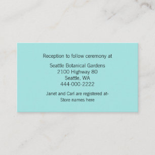 Recepción Tarjeta de información moderna sobre el Boda de Aq