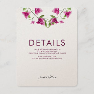 Recepción Tarjeta de información para Bodas de flores rosa d
