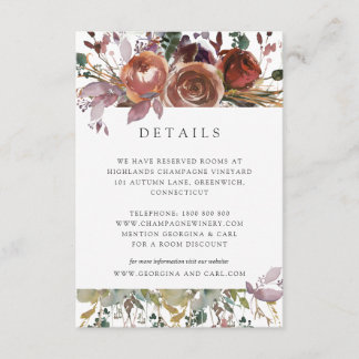 Recepción Tarjeta de información para Bodas de maritero y ci