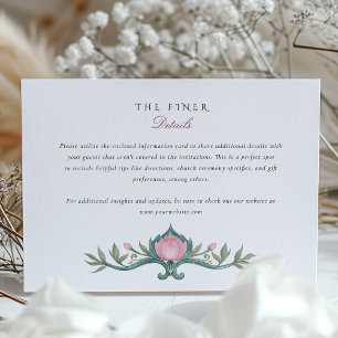 Recepción Tarjeta de información para Bodas Peonies Vintage