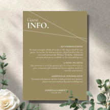 Tarjeta de información para invitados de boda con 